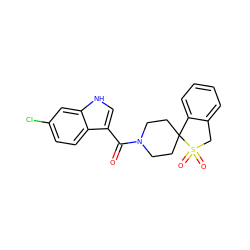 O=C(c1c[nH]c2cc(Cl)ccc12)N1CCC2(CC1)c1ccccc1CS2(=O)=O ZINC000299860306