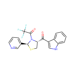 O=C(c1c[nH]c2ccccc12)[C@@H]1CS[C@@H](c2cccnc2)N1C(=O)C(F)(F)F ZINC000013737566