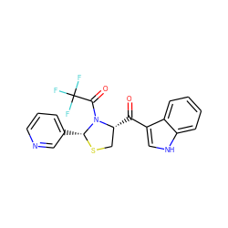 O=C(c1c[nH]c2ccccc12)[C@@H]1CS[C@H](c2cccnc2)N1C(=O)C(F)(F)F ZINC000013737565