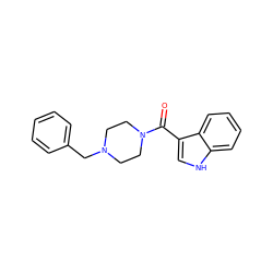 O=C(c1c[nH]c2ccccc12)N1CCN(Cc2ccccc2)CC1 ZINC000020405087