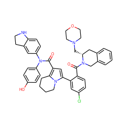 O=C(c1cc(-c2cc(Cl)ccc2C(=O)N2Cc3ccccc3C[C@H]2CN2CCOCC2)n2c1CCCC2)N(c1ccc(O)cc1)c1ccc2c(c1)CCN2 ZINC001772605346