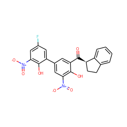 O=C(c1cc(-c2cc(F)cc([N+](=O)[O-])c2O)cc([N+](=O)[O-])c1O)[C@@H]1CCc2ccccc21 ZINC000028608410