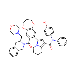 O=C(c1cc(-c2cc3c(cc2C(=O)N2Cc4ccccc4C[C@H]2CN2CCOCC2)OCCCO3)n2c1CCCC2)N(c1ccccc1)c1ccc(O)cc1 ZINC000212897137