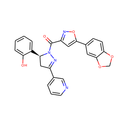 O=C(c1cc(-c2ccc3c(c2)OCO3)on1)N1N=C(c2cccnc2)C[C@H]1c1ccccc1O ZINC000071295094