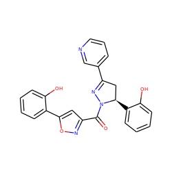 O=C(c1cc(-c2ccccc2O)on1)N1N=C(c2cccnc2)C[C@H]1c1ccccc1O ZINC000071295615