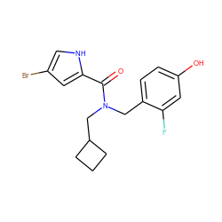 O=C(c1cc(Br)c[nH]1)N(Cc1ccc(O)cc1F)CC1CCC1 ZINC000103232614