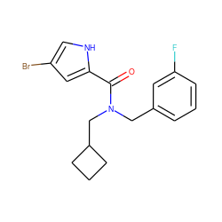 O=C(c1cc(Br)c[nH]1)N(Cc1cccc(F)c1)CC1CCC1 ZINC000103232597