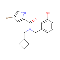 O=C(c1cc(Br)c[nH]1)N(Cc1cccc(O)c1)CC1CCC1 ZINC000103232591