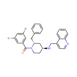 O=C(c1cc(Br)cc(Br)c1)N1CC[C@H](NCc2ccnc3ccccc23)C[C@H]1Cc1ccccc1 ZINC000029390052