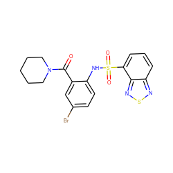 O=C(c1cc(Br)ccc1NS(=O)(=O)c1cccc2nsnc12)N1CCCCC1 ZINC000040575682