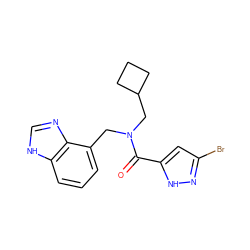 O=C(c1cc(Br)n[nH]1)N(Cc1cccc2[nH]cnc12)CC1CCC1 ZINC000103232618