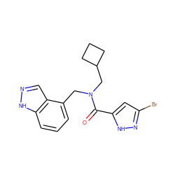 O=C(c1cc(Br)n[nH]1)N(Cc1cccc2[nH]ncc12)CC1CCC1 ZINC000103232622