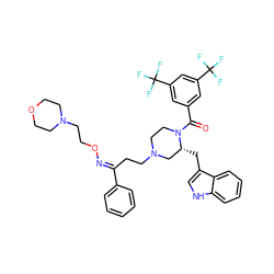 O=C(c1cc(C(F)(F)F)cc(C(F)(F)F)c1)N1CCN(CC/C(=N\OCCN2CCOCC2)c2ccccc2)C[C@H]1Cc1c[nH]c2ccccc12 ZINC000028570431