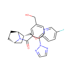 O=C(c1cc(CO)ccc1-n1nccn1)N1[C@H]2CC[C@H]1[C@H](COc1ccc(F)cn1)C2 ZINC000226059842