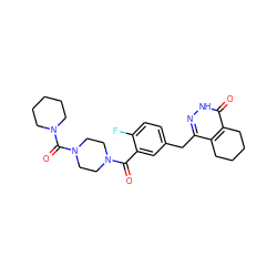 O=C(c1cc(Cc2n[nH]c(=O)c3c2CCCC3)ccc1F)N1CCN(C(=O)N2CCCCC2)CC1 ZINC000148890657