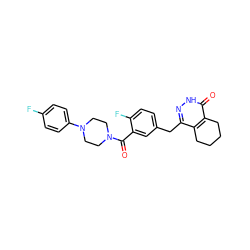 O=C(c1cc(Cc2n[nH]c(=O)c3c2CCCC3)ccc1F)N1CCN(c2ccc(F)cc2)CC1 ZINC000147238792