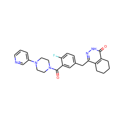 O=C(c1cc(Cc2n[nH]c(=O)c3c2CCCC3)ccc1F)N1CCN(c2cccnc2)CC1 ZINC000145441048