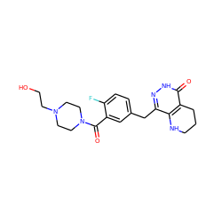 O=C(c1cc(Cc2n[nH]c(=O)c3c2NCCC3)ccc1F)N1CCN(CCO)CC1 ZINC000140973020