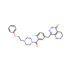 O=C(c1cc(Cc2n[nH]c(=O)c3c2NCCC3)ccc1F)N1CCN(CCOc2ccccc2)CC1 ZINC000149036514