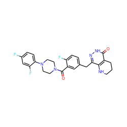 O=C(c1cc(Cc2n[nH]c(=O)c3c2NCCC3)ccc1F)N1CCN(c2ccc(F)cc2F)CC1 ZINC000146747043