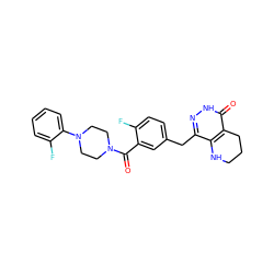 O=C(c1cc(Cc2n[nH]c(=O)c3c2NCCC3)ccc1F)N1CCN(c2ccccc2F)CC1 ZINC000146896852