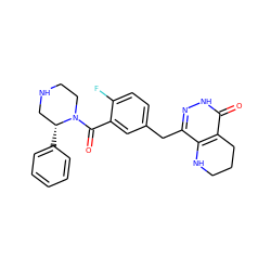 O=C(c1cc(Cc2n[nH]c(=O)c3c2NCCC3)ccc1F)N1CCNC[C@H]1c1ccccc1 ZINC000084671664