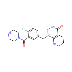 O=C(c1cc(Cc2n[nH]c(=O)c3c2NCCC3)ccc1F)N1CCNCC1 ZINC000084726895