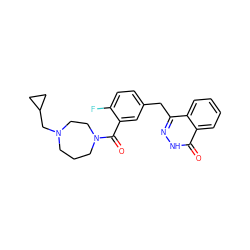 O=C(c1cc(Cc2n[nH]c(=O)c3ccccc23)ccc1F)N1CCCN(CC2CC2)CC1 ZINC000028570220