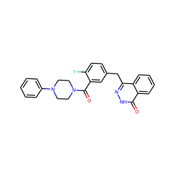 O=C(c1cc(Cc2n[nH]c(=O)c3ccccc23)ccc1F)N1CCN(c2ccccc2)CC1 ZINC000040956154