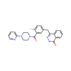 O=C(c1cc(Cc2n[nH]c(=O)c3ccccc23)ccc1F)N1CCN(c2ccccn2)CC1 ZINC000040424784