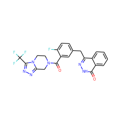 O=C(c1cc(Cc2n[nH]c(=O)c3ccccc23)ccc1F)N1CCn2c(nnc2C(F)(F)F)C1 ZINC000168336692