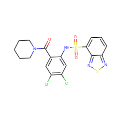 O=C(c1cc(Cl)c(Cl)cc1NS(=O)(=O)c1cccc2nsnc12)N1CCCCC1 ZINC000035065172