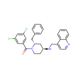 O=C(c1cc(Cl)cc(Cl)c1)N1CC[C@H](NCc2ccnc3ccccc23)C[C@H]1Cc1ccccc1 ZINC000029390055