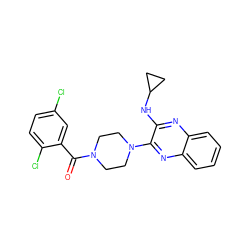 O=C(c1cc(Cl)ccc1Cl)N1CCN(c2nc3ccccc3nc2NC2CC2)CC1 ZINC000144453668