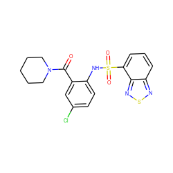 O=C(c1cc(Cl)ccc1NS(=O)(=O)c1cccc2nsnc12)N1CCCCC1 ZINC000000821812