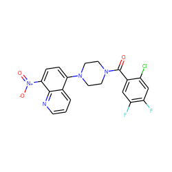 O=C(c1cc(F)c(F)cc1Cl)N1CCN(c2ccc([N+](=O)[O-])c3ncccc23)CC1 ZINC000008443042