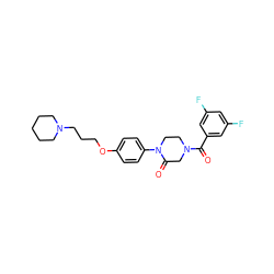 O=C(c1cc(F)cc(F)c1)N1CCN(c2ccc(OCCCN3CCCCC3)cc2)C(=O)C1 ZINC000028870226