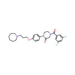 O=C(c1cc(F)cc(F)c1)N1CCN(c2ccc(OCCCN3CCCCCC3)cc2)C(=O)C1 ZINC000028870277