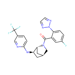 O=C(c1cc(F)ccc1-n1nccn1)N1C[C@H]2C[C@@H](Nc3ccc(C(F)(F)F)cn3)[C@H]1C2 ZINC000261091035