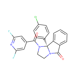 O=C(c1cc(F)nc(F)c1)N1CCN2C(=O)c3ccccc3[C@]12c1ccc(Cl)cc1 ZINC000299827136