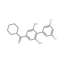 O=C(c1cc(O)c(-c2cc(Cl)cc(Cl)c2)c(O)c1)C1CCCCC1 ZINC000473098019