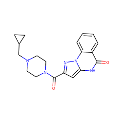 O=C(c1cc2[nH]c(=O)c3ccccc3n2n1)N1CCN(CC2CC2)CC1 ZINC000043079266