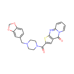 O=C(c1cc2c(=O)n3ccccc3nc2s1)N1CCN(Cc2ccc3c(c2)OCO3)CC1 ZINC000020151772