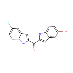 O=C(c1cc2cc(O)ccc2[nH]1)c1cc2cc(F)ccc2[nH]1 ZINC000013703751