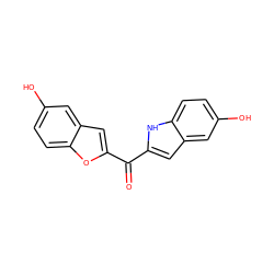 O=C(c1cc2cc(O)ccc2[nH]1)c1cc2cc(O)ccc2o1 ZINC000028647224