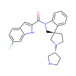 O=C(c1cc2ccc(F)cc2[nH]1)N1C[C@]2(CCN([C@@H]3CCNC3)C2)c2ccccc21 ZINC000073224773