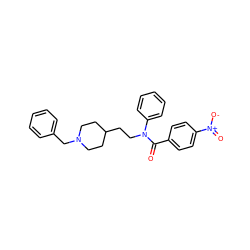 O=C(c1ccc([N+](=O)[O-])cc1)N(CCC1CCN(Cc2ccccc2)CC1)c1ccccc1 ZINC000003814240