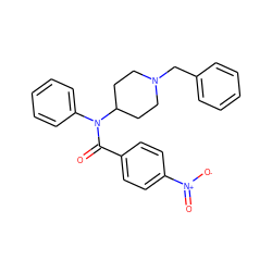 O=C(c1ccc([N+](=O)[O-])cc1)N(c1ccccc1)C1CCN(Cc2ccccc2)CC1 ZINC000013817827