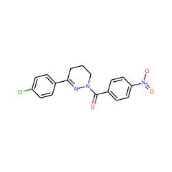 O=C(c1ccc([N+](=O)[O-])cc1)N1CCCC(c2ccc(Cl)cc2)=N1 ZINC000013744693