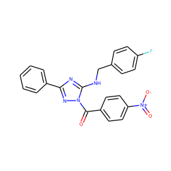 O=C(c1ccc([N+](=O)[O-])cc1)n1nc(-c2ccccc2)nc1NCc1ccc(F)cc1 ZINC000002858866